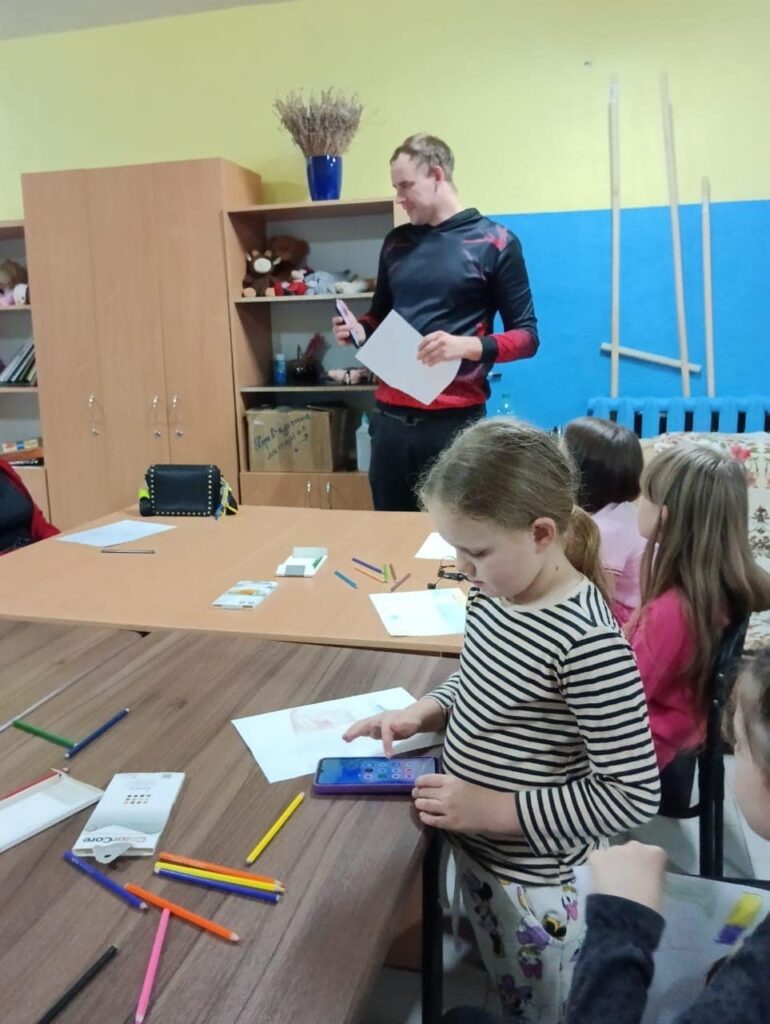 Robotics club in the Patriot shelter in Zaporizhzhia