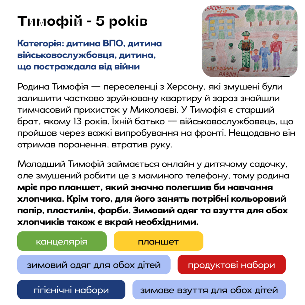 Збір для дітей, які потребують нашої підтримки сьогодні