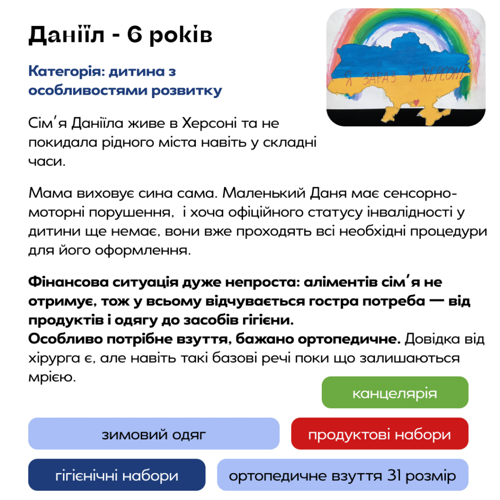 Збір для дітей, які потребують нашої підтримки сьогодні